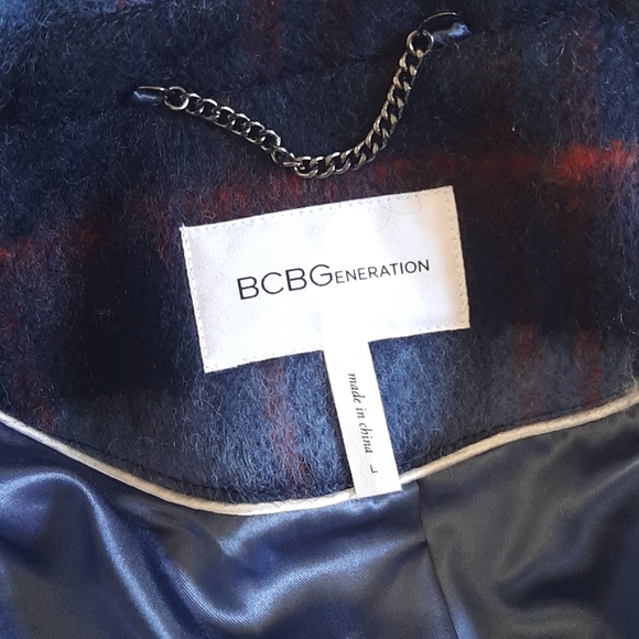 New BCBGeneration Wool Plaid Long Coat. - Picture 13 of 15